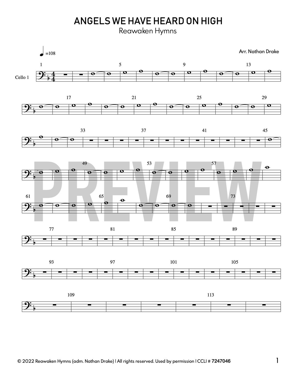 Angels We Have Heard On High (2024) - Cello Sheet Music (2 parts)