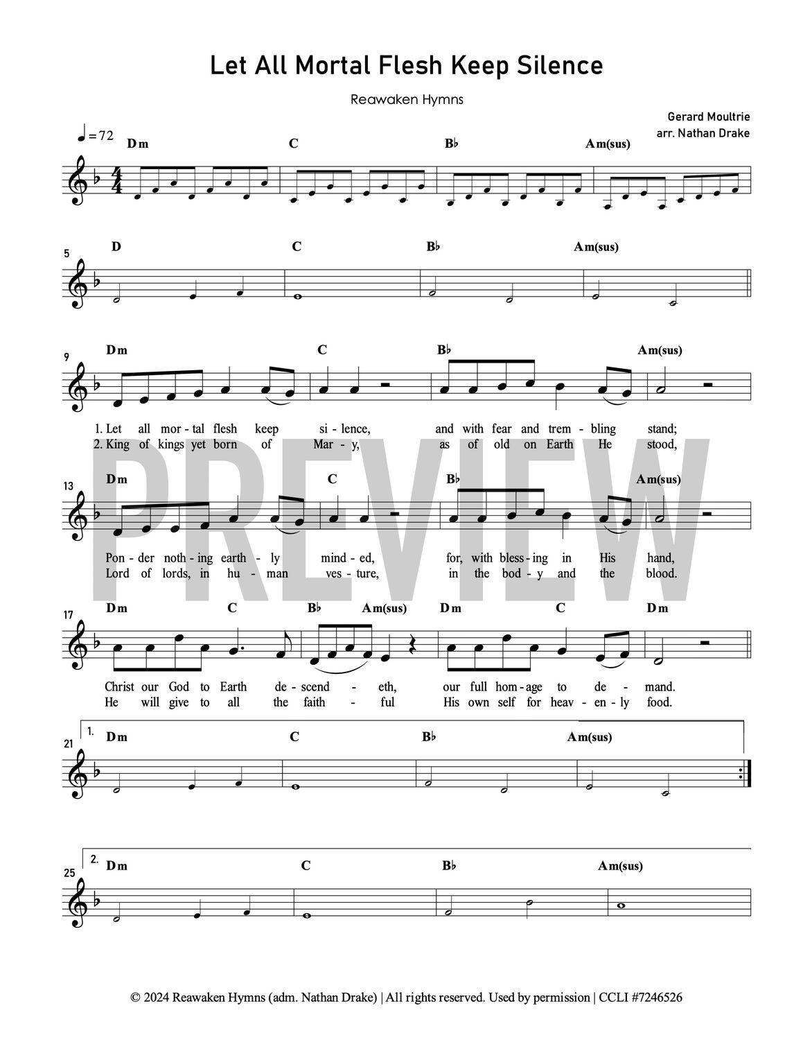 Let All Mortal Flesh Keep Silence - Lead Sheet