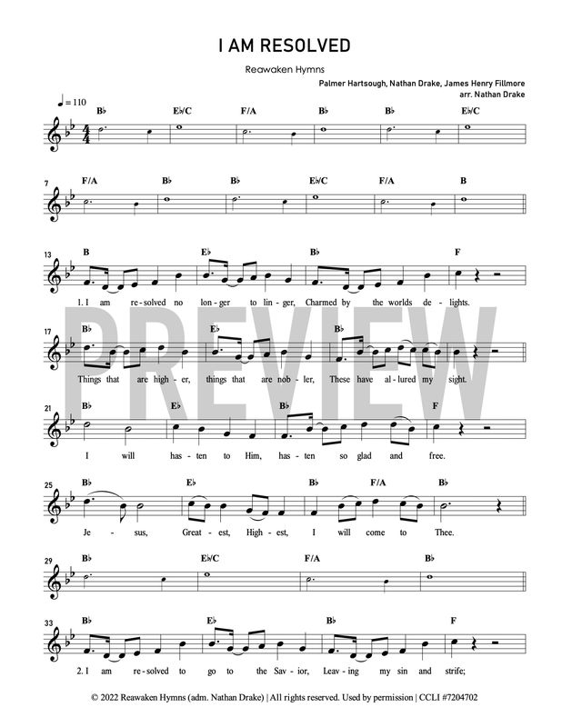 I Am Resolved - Lead Sheet