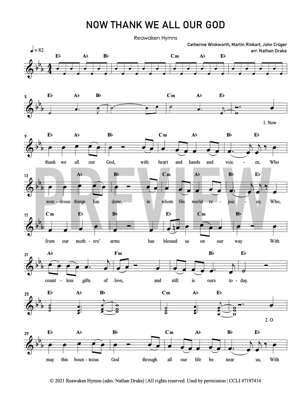Now Thank We All Our God - Lead Sheet