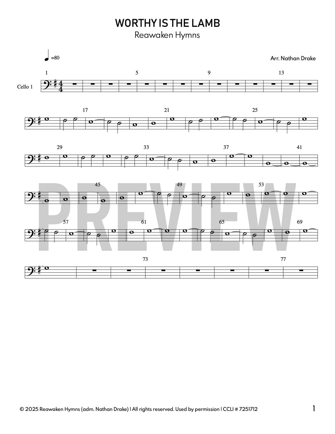 Worthy Is The Lamb - Cello Sheet Music