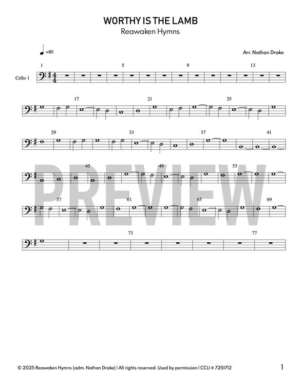 Worthy Is The Lamb - Cello Sheet Music