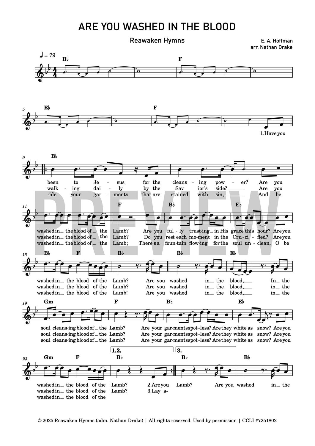 Are You Washed in the Blood - Lead Sheet