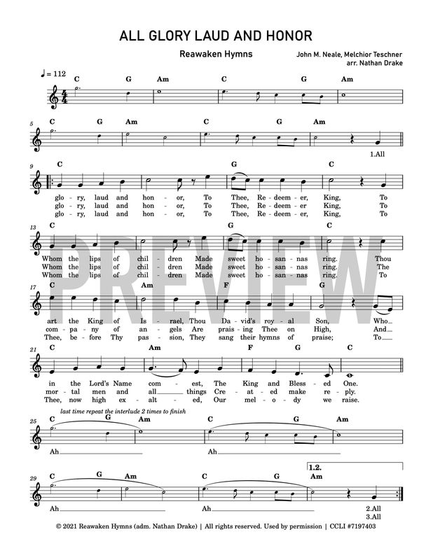 All Glory Laud and Honor - Lead Sheet