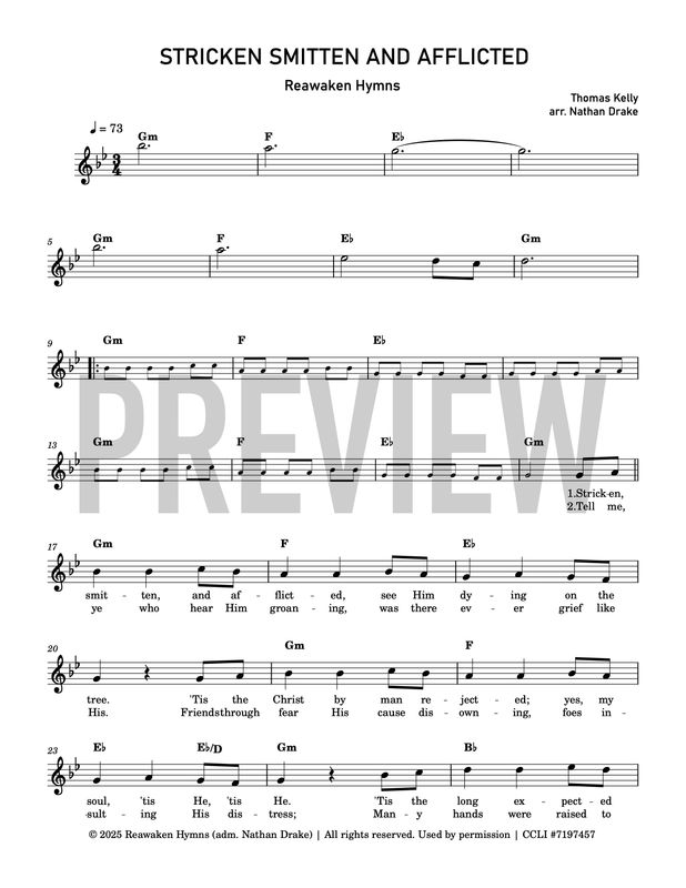 Stricken, Smitten, and Afflicted - Lead Sheet