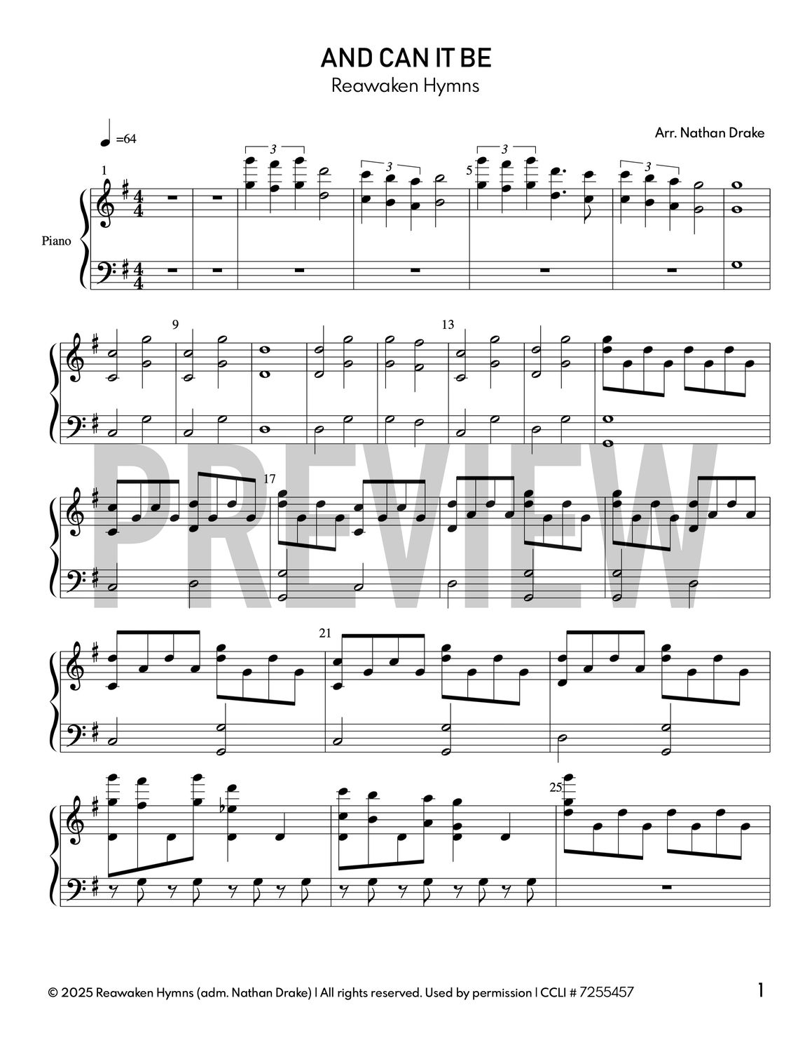 And Can It Be - Piano Sheet Music