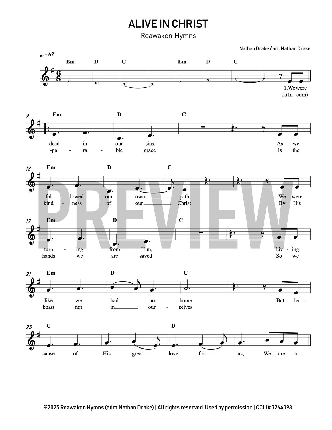 Alive In Christ - Lead Sheet