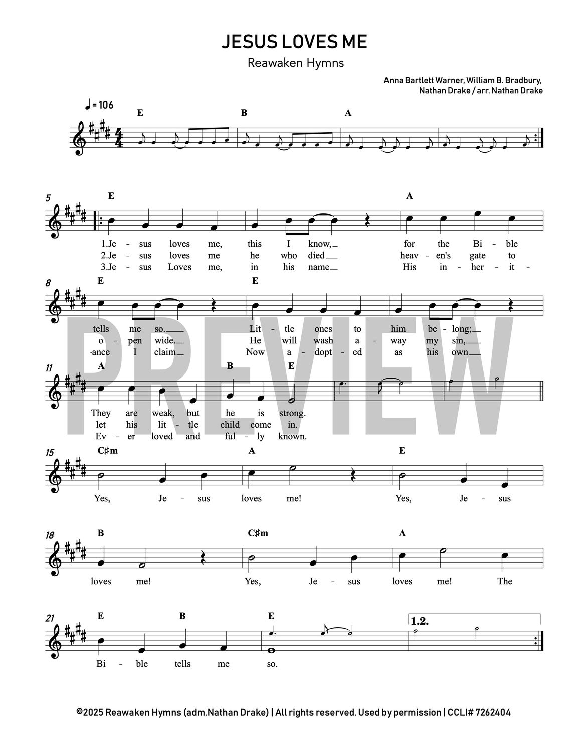 Jesus Loves Me - Lead Sheet