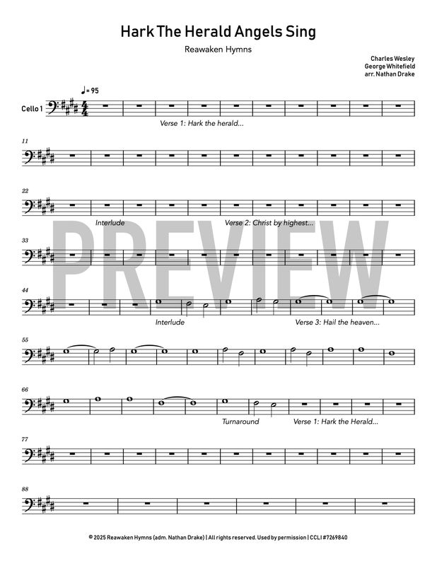 Hark The Herald Angels Sing (2025) - Cello Sheet Music