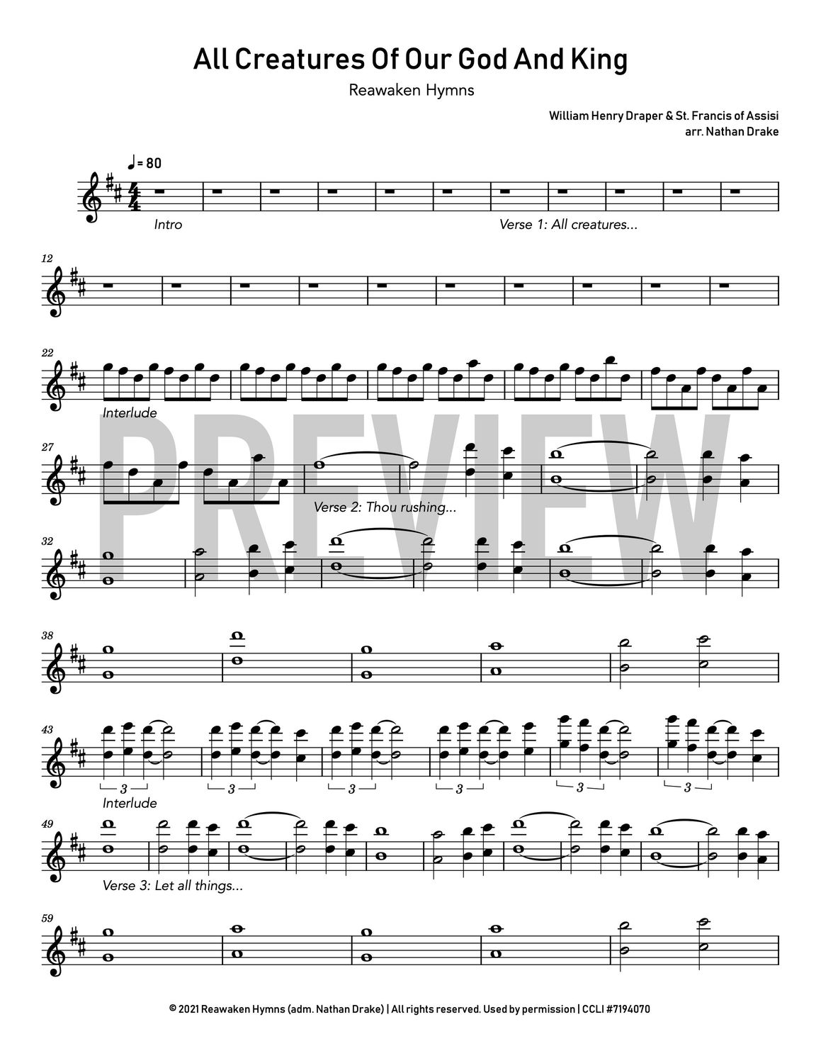 All Creatures of Our God and King - Piano Sheet Music