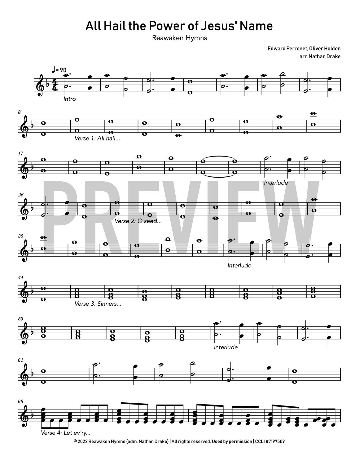 All Hail the Power of Jesus&#39; Name - Piano Sheet Music
