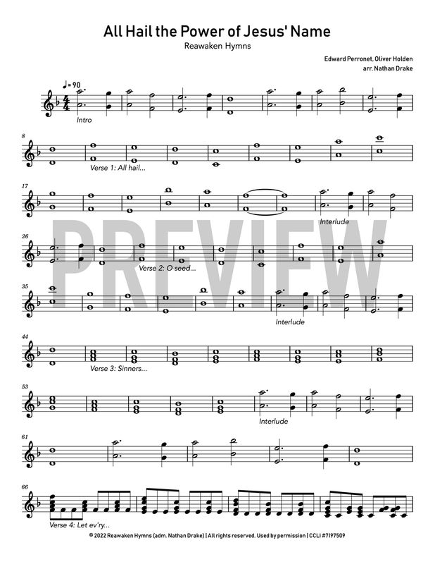 All Hail the Power of Jesus&#39; Name - Piano Sheet Music