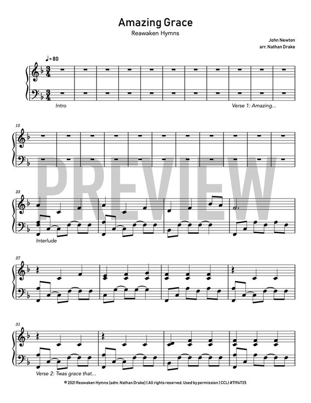 Amazing Grace - Piano Sheet Music