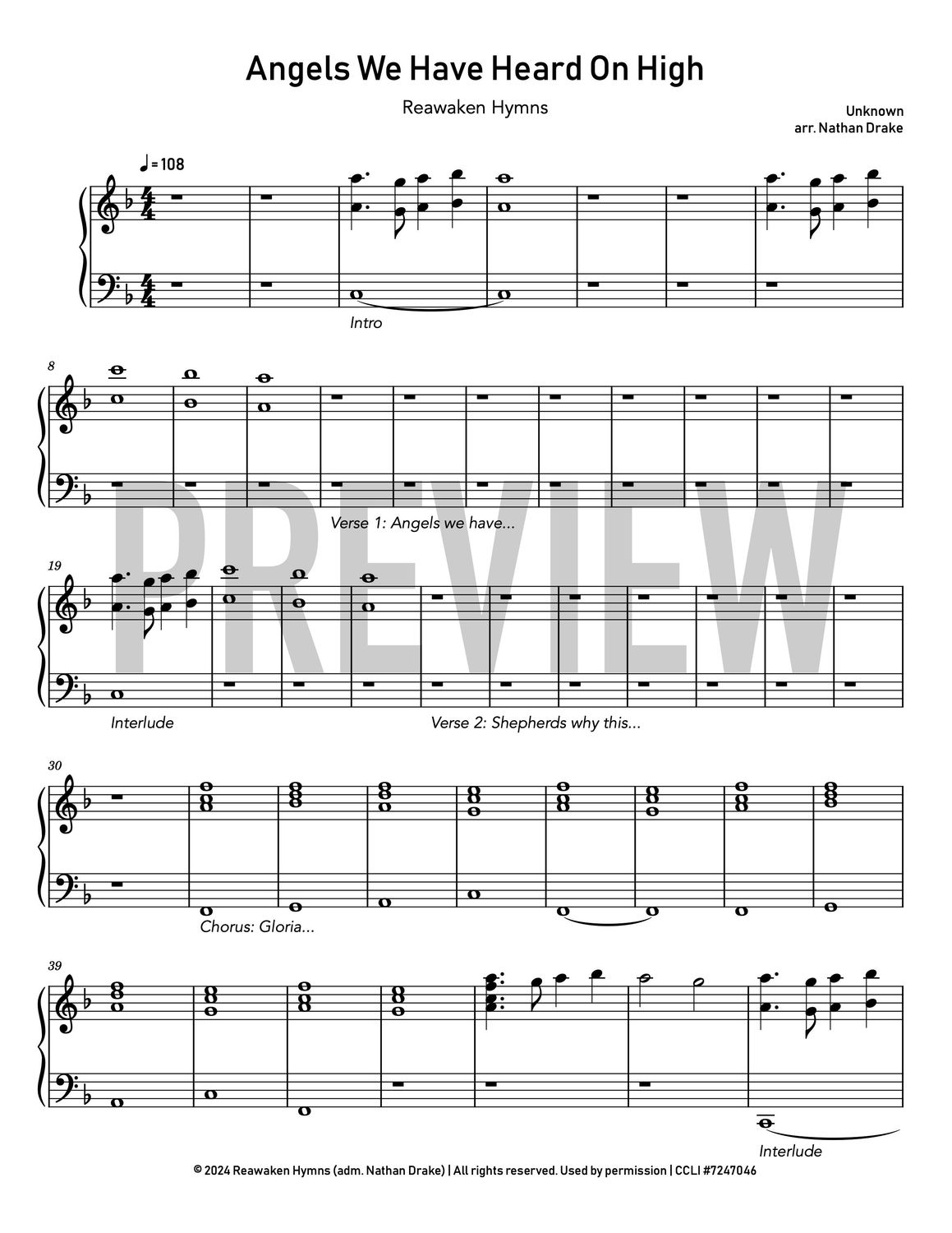 Angels We Have Heard On High (2024) - Piano Sheet Music