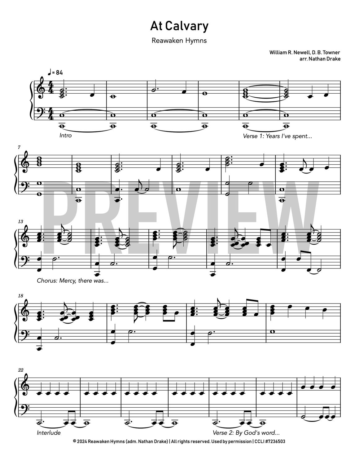 At Calvary  - Piano Sheet Music