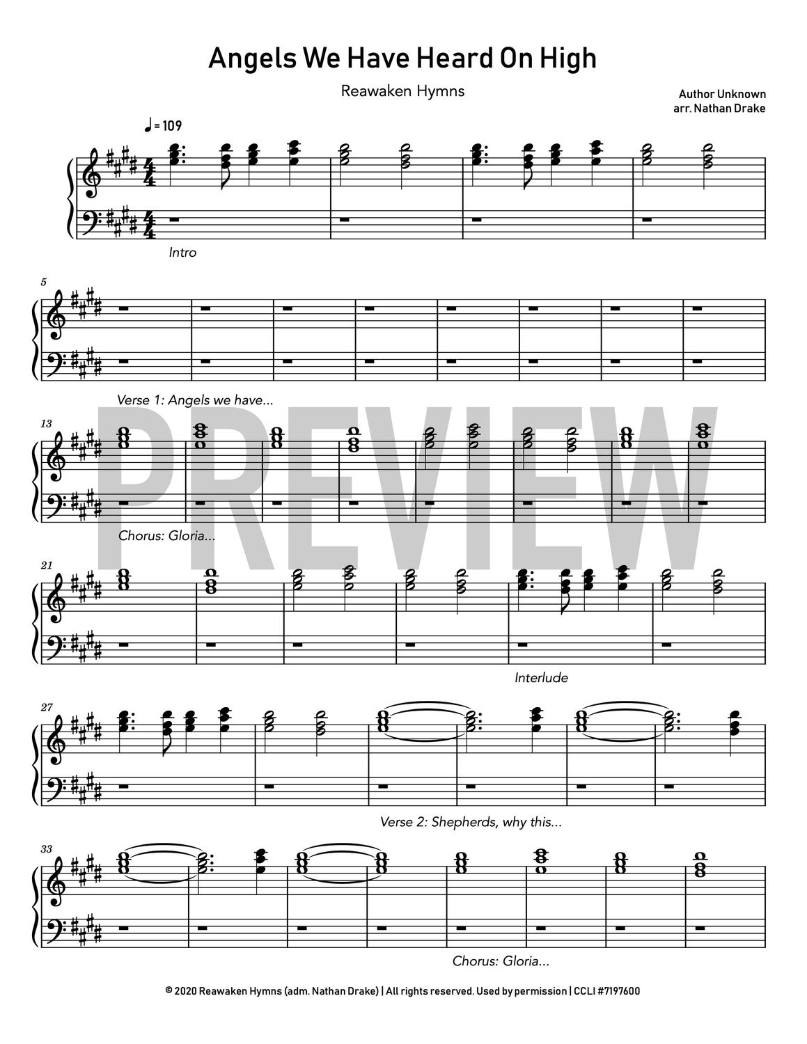 Angels We Have Heard on High - Piano Sheet Music