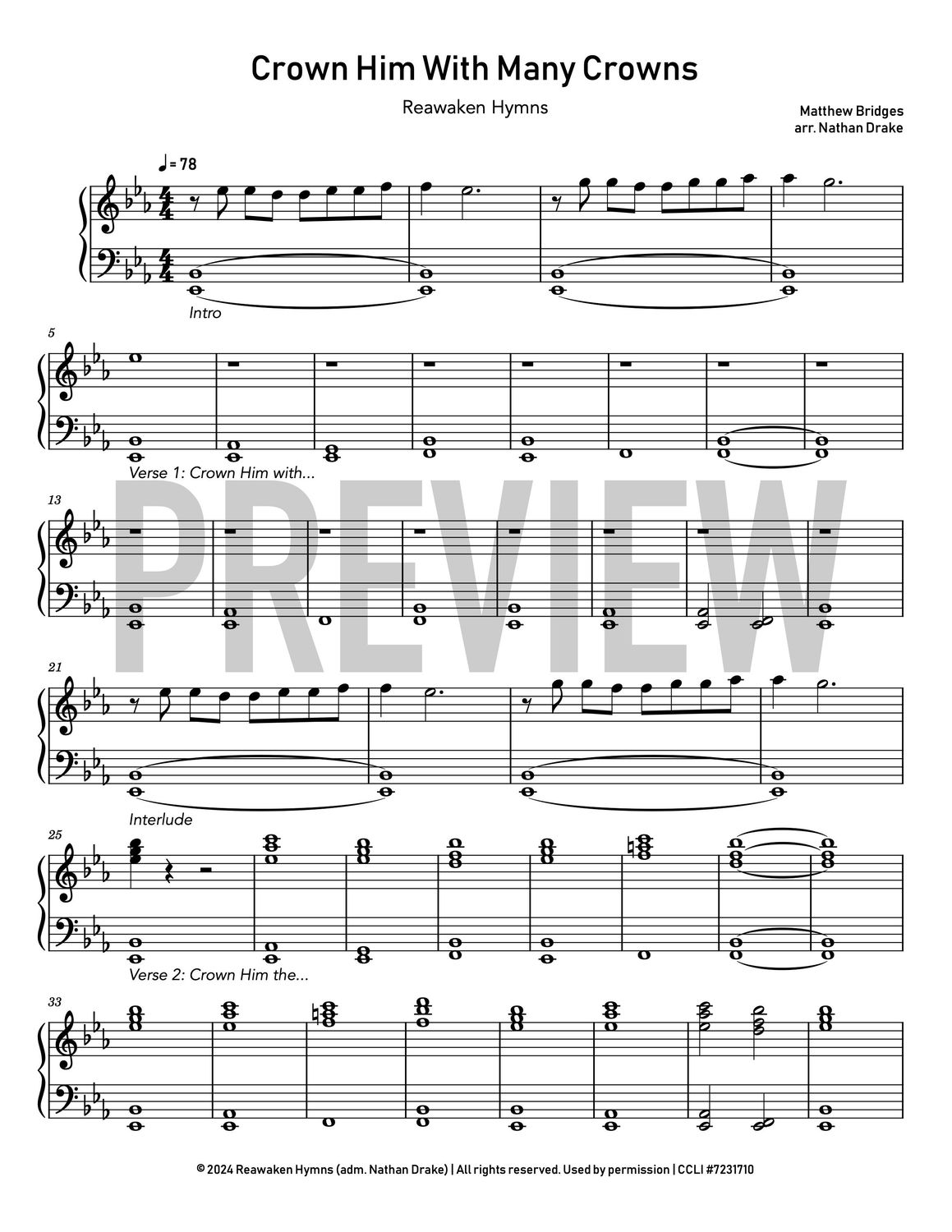 Crown Him With Many Crowns - Piano Sheet Music