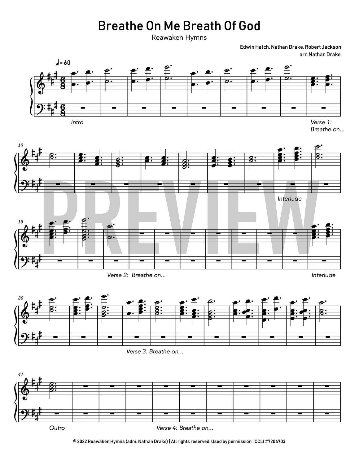 Breathe on Me Breath of God - Piano Sheet Music