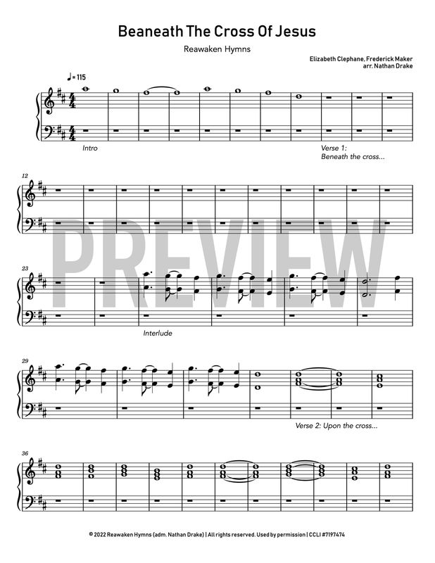 Beneath the Cross of Jesus - Piano Sheet Music