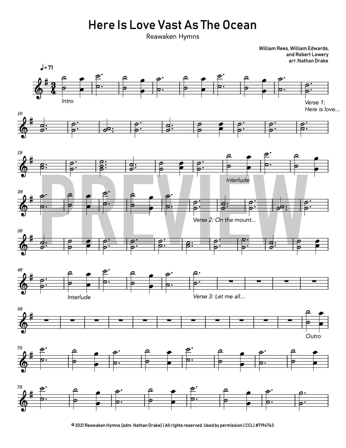 Here Is Love Vast As the Ocean - Piano Sheet Music