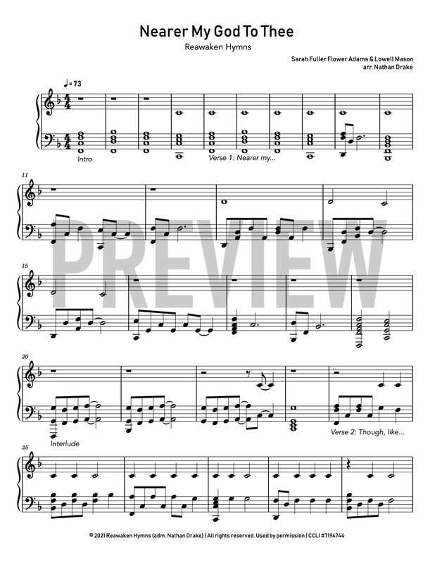 Nearer My God to Thee - Piano Sheet Music