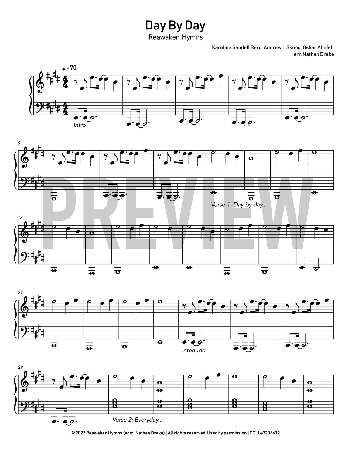 Day by Day - Piano Sheet Music