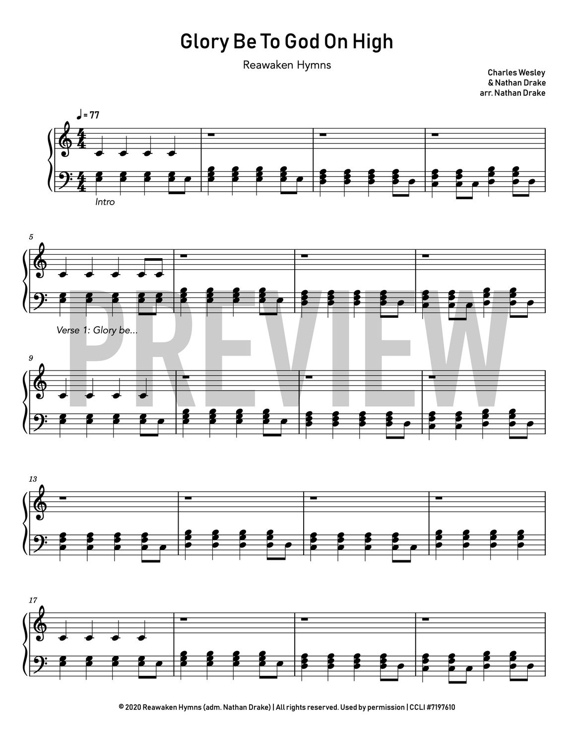 Glory Be To God On High - Piano Sheet Music