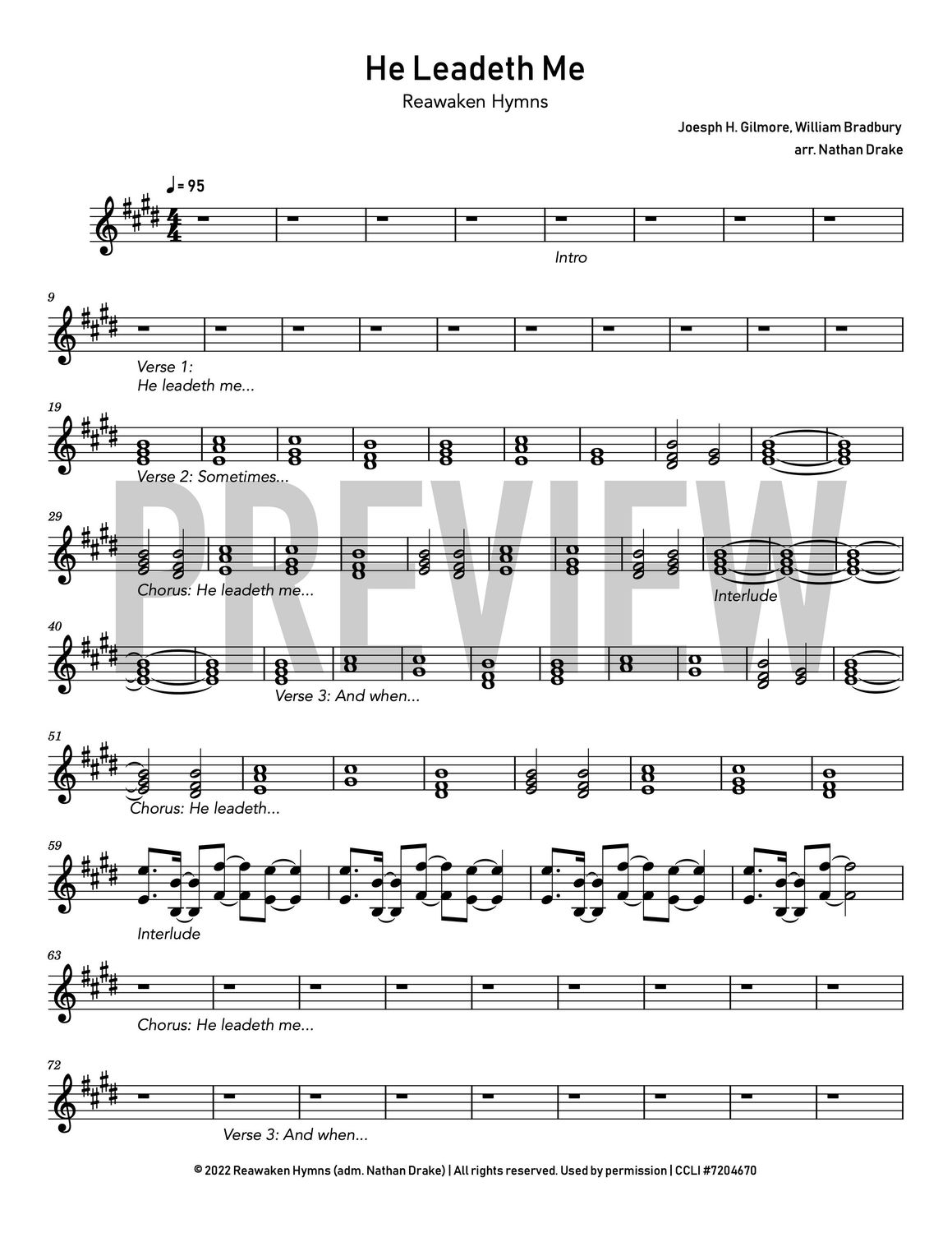 He Leadeth Me - Piano Sheet Music