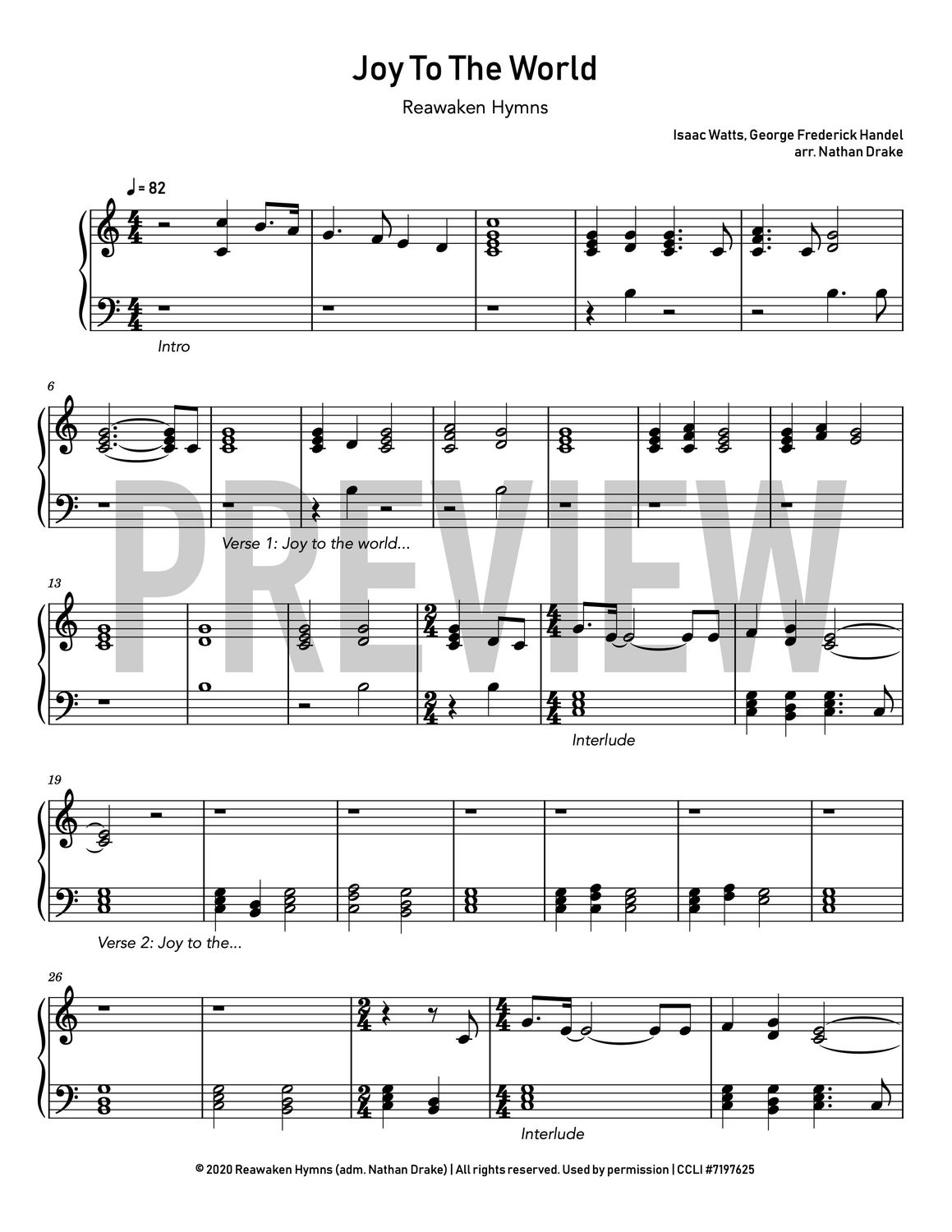 Joy To The World - Piano Sheet Music