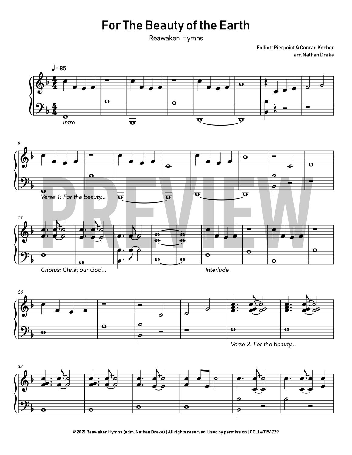 For the Beauty of the Earth - Piano Sheet Music
