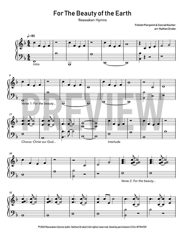 For the Beauty of the Earth - Piano Sheet Music
