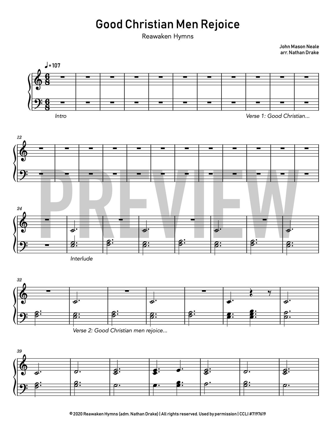 Good Christian Men Rejoice - Piano Sheet Music