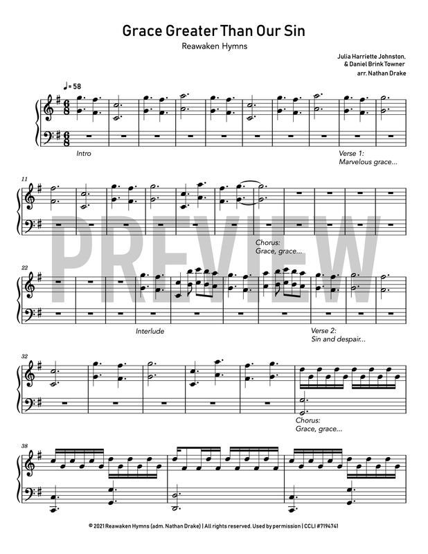Grace Greater Than Our Sin - Piano Sheet Music