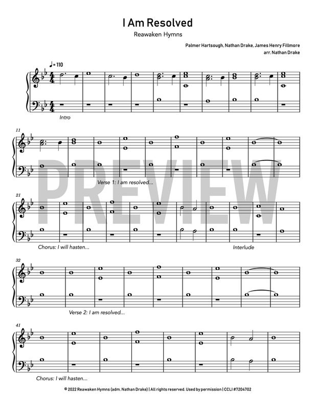 I Am Resolved - Piano Sheet Music