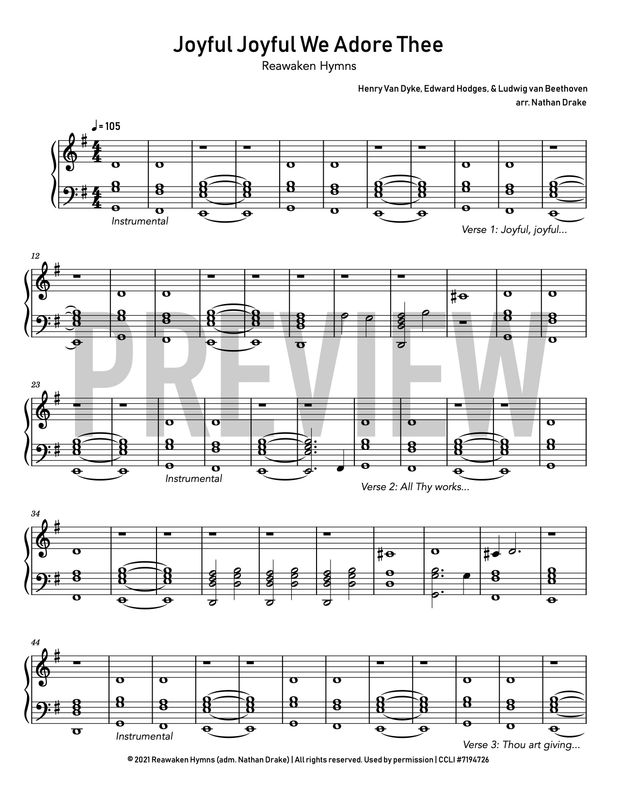Joyful, Joyful, We Adore Thee - Piano Sheet Music