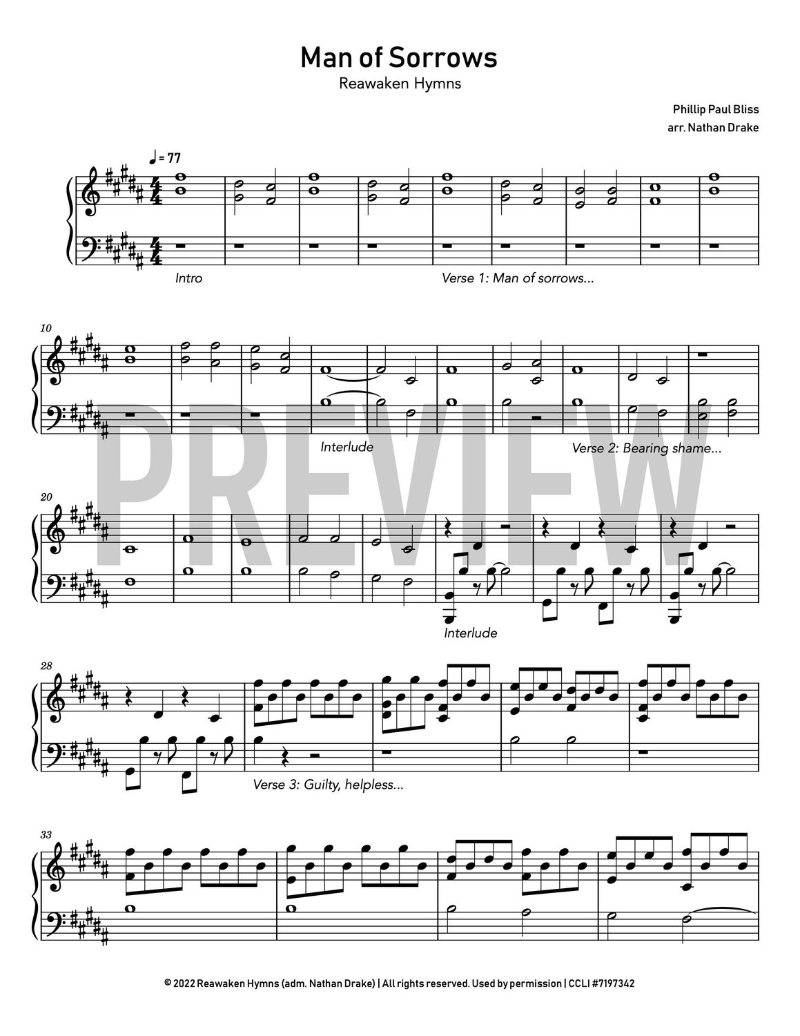 Man of Sorrows - Piano Sheet Music