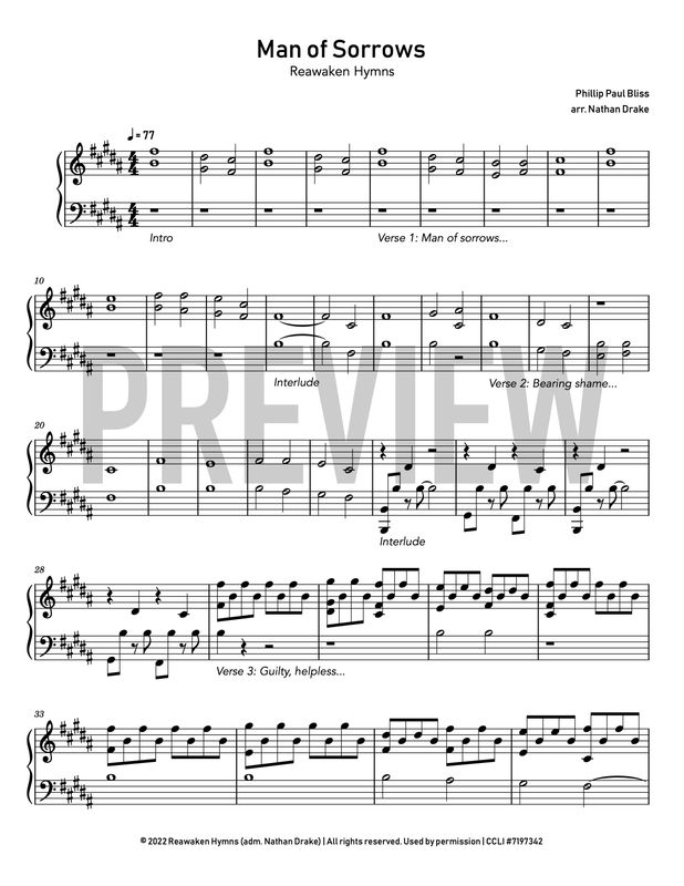 Man of Sorrows - Piano Sheet Music