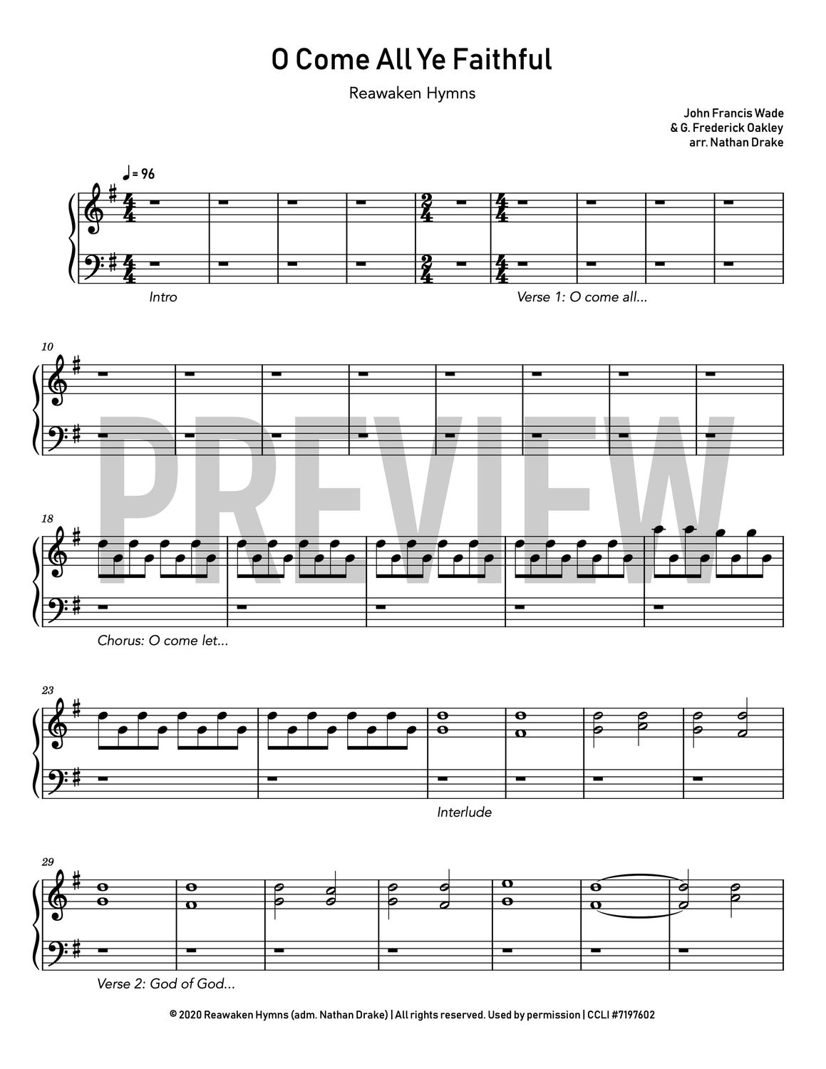 O Come All Ye Faithful - Piano Sheet Music