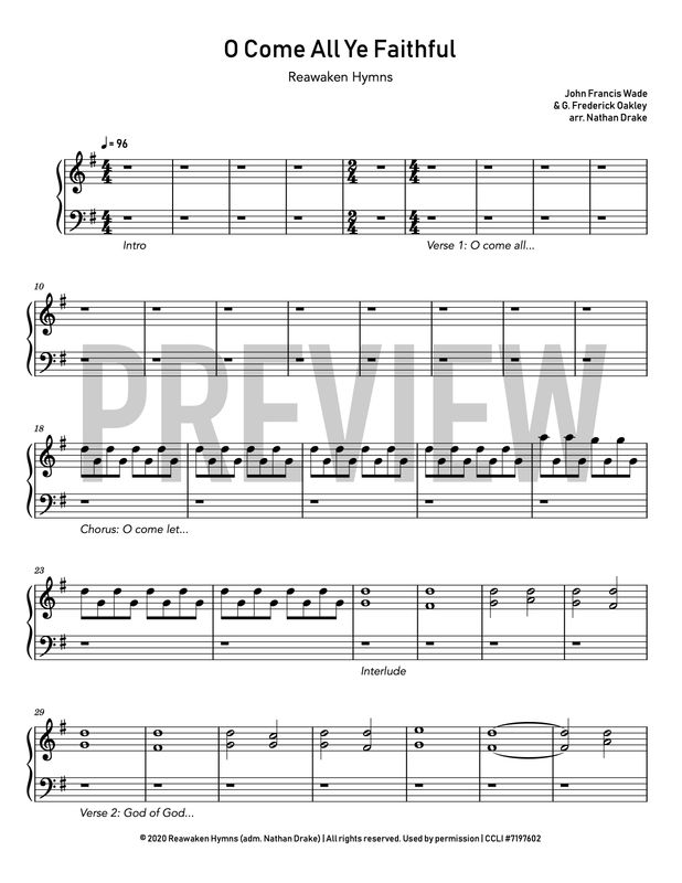 O Come All Ye Faithful - Piano Sheet Music