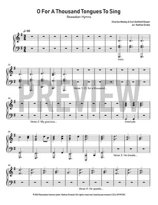 O For a Thousand Tongues to Sing - Piano Sheet Music