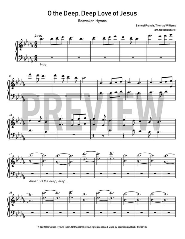 O the Deep Deep Love of Jesus - Piano Sheet Music