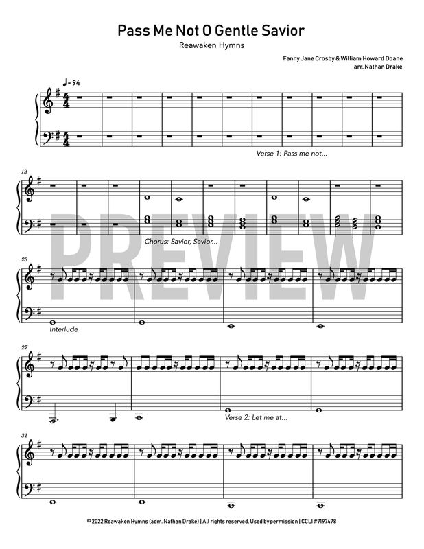 Pass Me Not, O Gentle Savior - Piano Sheet Music