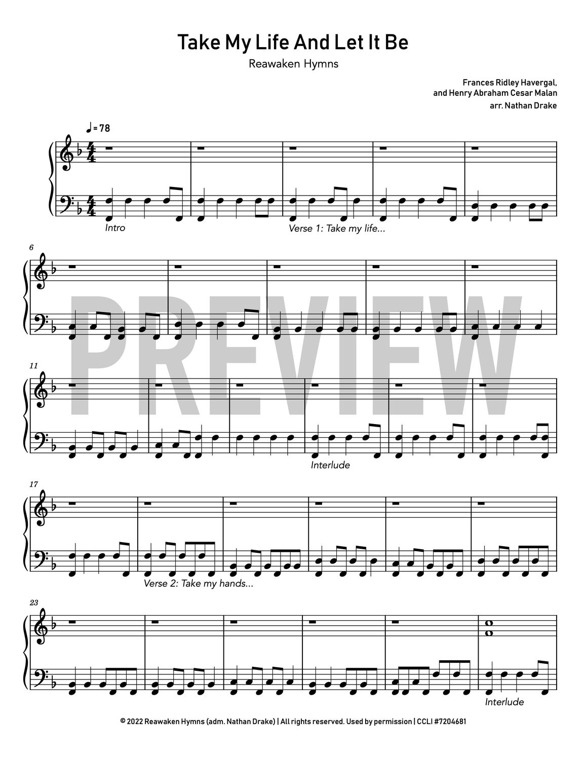 Take My Life and Let It Be - Piano Sheet Music