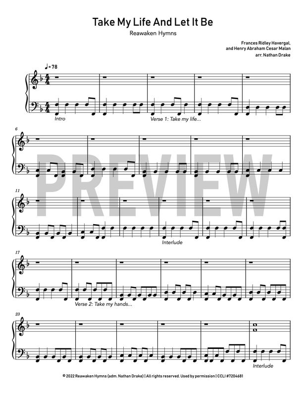Take My Life and Let It Be - Piano Sheet Music
