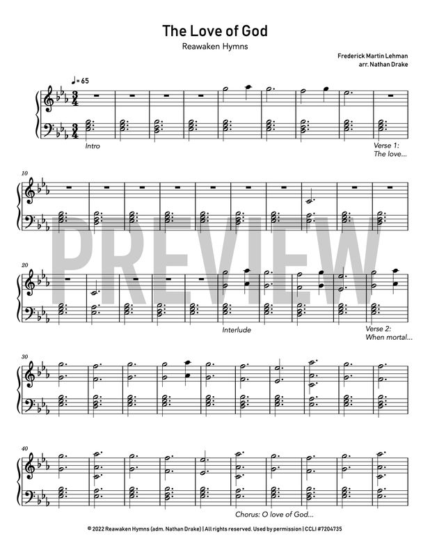 The Love of God - Piano Sheet Music