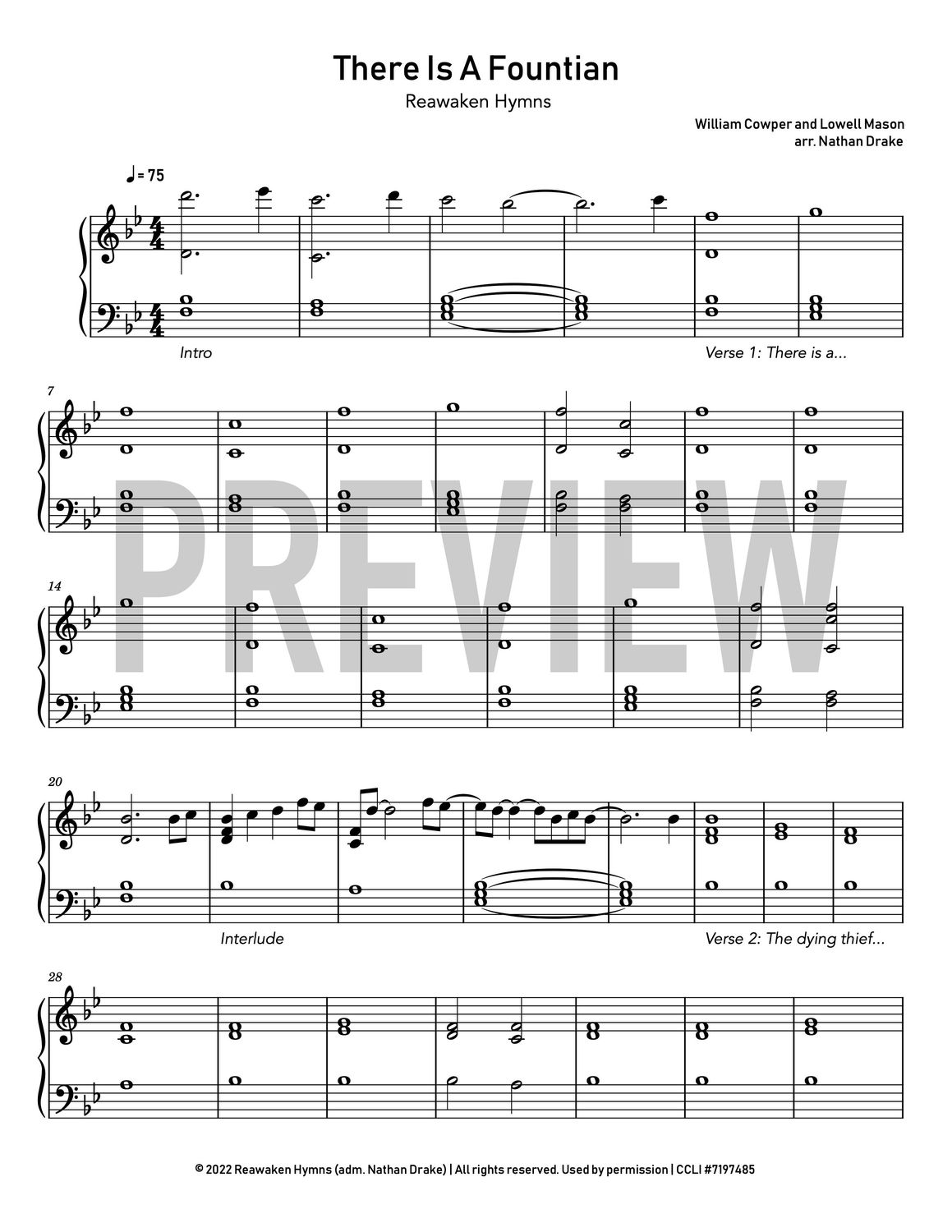 There is a Fountain - Piano Sheet Music
