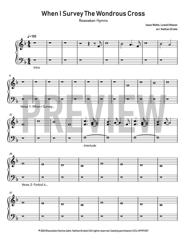 When I Survey the Wondrous Cross - Piano Sheet Music