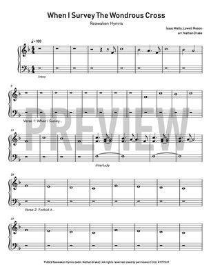 When I Survey the Wondrous Cross - Piano Sheet Music