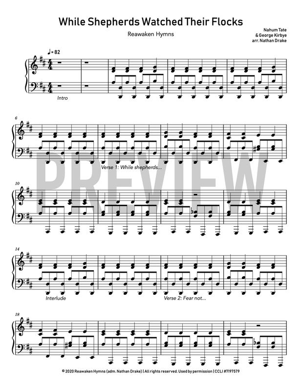 While Shepherds Watched Their Flocks - Piano Sheet Music