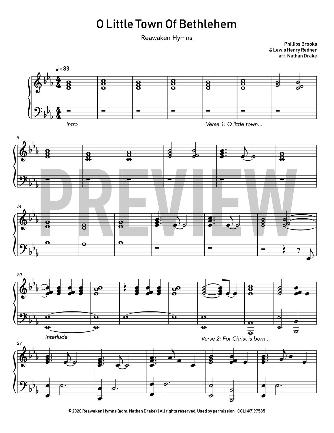 O Little Town Of Bethlehem - Piano Sheet Music O Little Town Of Bethlehem - Piano Sheet Music